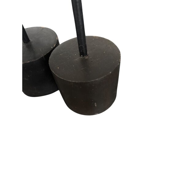 Hand-Carved African-Inspired Wooden Female Figurines Statues On Black Stands - Picture 15 of 16